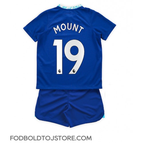 Chelsea Mason Mount #19 Hjemmebanesæt Børn 2022-23 Kortærmet (+ Korte bukser)